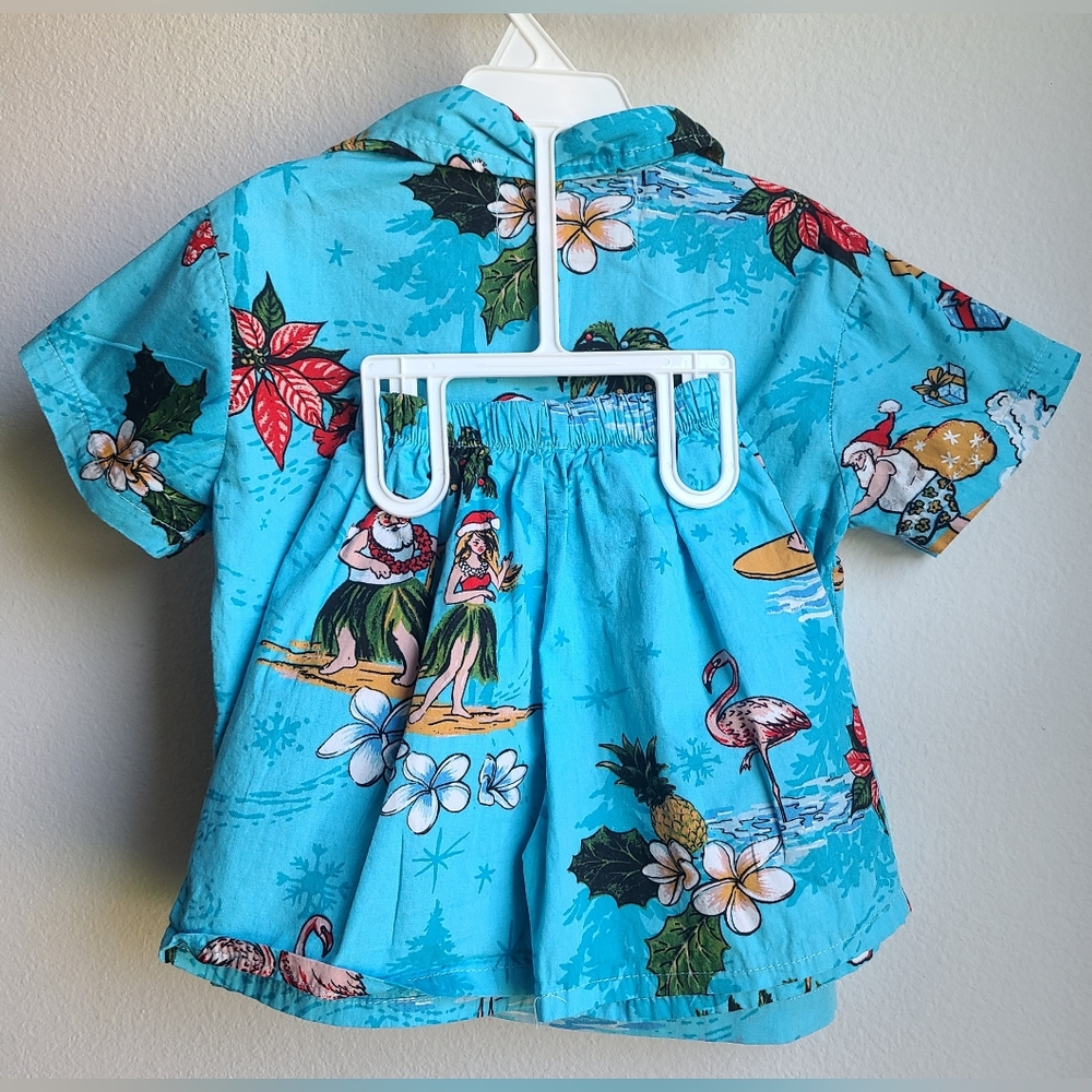 Hawaii Hangover Set -Boy's Holiday Collection SANTA Surfing Shirt & Short, Sz 4